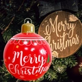 Inflatable red Christmas ball with Merry Christmas print and festive LED light design - Small Christmas Red