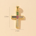 Detail of 3.7x2.1cm gold-plated cross pendant with multicolored cubic zirconia inlay - Style F-Colorful Zirconia Cross