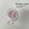 Pink and clear crystal nail art kit with sequins and butterfly bows in a round container - Sakura Echo / Pink