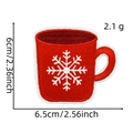 Detailed macro of embroidered mug patch with snowflake pattern and size dimensions - Christmas Patch 26# (Snowflake Mug)