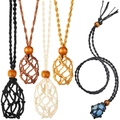 Set di collane a rete intrecciate a mano con corde regolabili e perline di legno - Rete Crema
