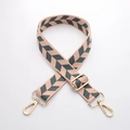 Pink and dark green geometric woven strap with adjustable gold hardware for bags - J44-A11-Pink Grey Herringbone