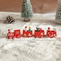 Red wooden Christmas train 21cm long with snowman, bear and Santa Claus figures - Red and White Wooden Train