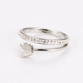 Macro shot of silver butterfly ring featuring double band design and micro-pave crystals - US 6 / Steel