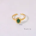Detail of 10mm green stone gold open ring with weight specification of 1.3g - African Jade