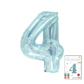 40 inch light blue number 4 foil balloon with metallic finish and retail card packaging - 40-inch Jelly Blue With 4 Paper Cards