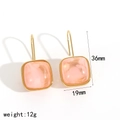 Detailed view of pink resin square earrings with dimensions 36mm and 19mm on white background - Sakura Pink (TE60406-PK)
