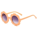 Cute round flower shaped kids sunglasses in light cream orange with purple gradient lenses - Orange Frame Double Gray Lenses