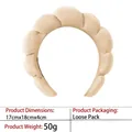 Beige sponge cloud headband for washing face, plush thickened high crown hair accessory - 32-velvet Champagne Headband