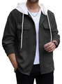 Veste à capuche grise pour homme avec capuche blanche et motif en tricot texturé - S / Noir