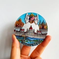 3D embossed Budapest souvenir fridge magnet featuring Hungarian landmarks and emblem - (73) Budapest Hungary