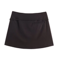 Detailed view of dark coffee mini skirt featuring side slit design and thin waist belt - XS / Coffee