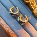 Maillard geometric hoop earrings in gold finish with iridescent stones and zircons - 29# Earring Hoop-Black-Iridescent Gemstone Vintage Hoop
