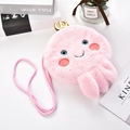 Borsa a tracolla unicorno in peluche rosa per bambini con corona dorata e tracolla a corda - 18,5 * 25,5 cm / Rosa