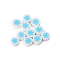 White polymer clay cylindrical beads with blue snowflake patterns for DIY jewelry making - Blue Snowflake