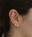 Set di orecchini a cerchio dorati a forma di C e polsino dell'orecchio in finitura lucida - Set da 4 pezzi - Cerchi e ear cuff dorati