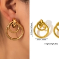 Gold Textured Nested Hoop Earrings ZJGE0729