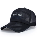 Dunkelblaue atmungsaktive Mesh-Baseballkappe mit weißem BECQC NWE Stickerei für Sport - Verstellbar / Marineblau