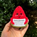 Handmade crochet positive watermelon doll with a motivational message card - Watermelon Small Eyes 7*8cm