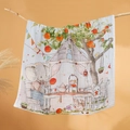 Weiche Babydecke aus sechs Lagen Baumwollmull mit bunten handgezeichneten Tiermotiven - Picknick / 6-Lagig 110*110cm