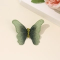 Macro shot of forest green embroidered butterfly brooch with gold body and pearls - Embroidered Butterfly (Green)