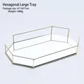 Grand plateau miroir hexagonal en métal doré de 39,5 cm pour ranger les bijoux - Hexagone-Grand / Or