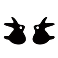 Minimalist black stainless steel bird stud earrings set in a symmetrical silhouette - Rabbit Shape (386) / Black