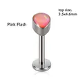 Lippenstecker aus G23 Titan mit rosa schimmerndem Opal in Tropfenform - 1.2*6mm / Rosa Orange Blitz