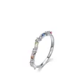 Regenbogenring aus S925 Sterlingsilber mit bunten Edelsteinen und weißen Zirkoniasteinen - US Größe 5