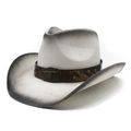 Western cowboy hat in beige straw with vintage bull skull buckle and stud strap - M (56-58cm) / Black and White Gradient