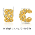 Detail view of gold-plated braided cuff earring with dimensions 1.4cm by 1cm - Braided Texture (KE0896)