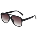 Retro pilot sunglasses with black oversized frame and brown gradient lenses for a stylish look - Bright Black / Gradient Gray