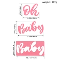 Pink Oh Baby wooden sign set with detailed size and weight specifications in 277g - Oh Baby Wood Sign Set / Pink