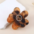 Pinza para el pelo floral con estampado de leopardo y brillantes de resina carey - Estampado de Leopardo/Carey