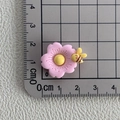 Macro shot of a pink resin flower charm with bee detail on a ruler measuring 2.5cm - 02*Pink Sakura