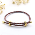 Detail of red and blue braided rope bracelets with adjustable gold metal infinity buckles - 3mm Semi-finished (Single End Fixed) / Red Blue-18