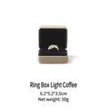 Velvet ring box in light coffee brown with golden ring inside and black lining - Knot Light Khaki - Single Ring Box / Metal Velvet Wrapped Box