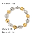Two-tone gold and silver stainless steel pig nose chain bracelet with lobster clasp - Gold & Silver - Thick Style (NB-B1064-GS)