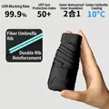 Mini black five-fold umbrella with UPF 50+ sun protection and windproof fiberglass ribs - 2-in-1 Reinforced Ribs Without Case / Black