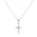 S925 Sterling Silber Kreuzkette mit Pavé-Diamanten und runden Hauptsteinen auf weißem Grund - 925er Silber / Silber
