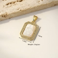 Gold plated oval Virgin Mary shell pendant with zircon stones and mother of pearl detail - Pipa Lady (Carved Shell)