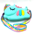 Cute cyan unicorn silicone pop fidget shoulder bag with colorful rainbow strap - Regular Fit / Cyan