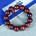 Polished high-density sandalwood Buddhist beads bracelet with dark red wood grain - Standard Small Hole Style / 18mm*13 Beads