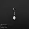 Ciondolo fai-da-te in argento con perla d'acqua dolce da 6mm e catena in acciaio - Catena 1.5cm-Colore Acciaio / 6mm
