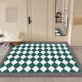 Green and white checkerboard PVC entryway rug with anti-slip border for modern home decor - 80x120cm / Peace Hotel - Pineapple Pattern - Horizontal Layout