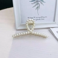 Pinza per capelli da 12cm con perle bianche