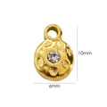 Detailed view of a 6mm 14K gold-plated hammered pendant with a sparkling crystal stone - 7103 Hammered Round Zirconia