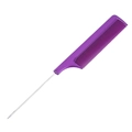 Pettine a coda viola professionale per acconciature con denti fitti e punta in metallo - Viola
