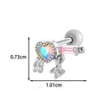 Orecchino a perno argento con opale a cuore, zircone rosa e micro-intarsi lucidi - Stile Cuore Iridescente e Zircone Rosa Rettangolare (916-4#)
