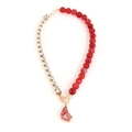 Bohemian asymmetrische ketting met donkerrode kralen, strass en OT-sluiting - Rood
